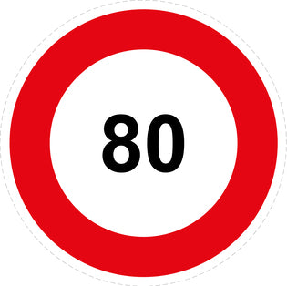 Autocollant de vitesse pour pneus "80 avec bordure rouge" F-CAR1000-80