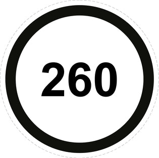 Autocollant de vitesse pour pneus "260 avec bordure noir" F-CAR1500-260