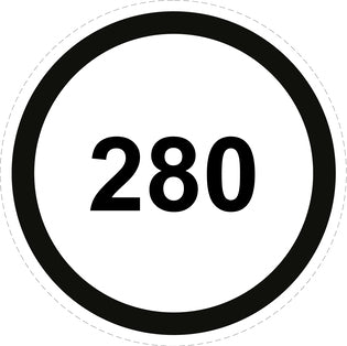 Autocollant de vitesse pour pneus "280 avec bordure noir" F-CAR1500-280