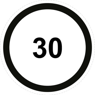 Autocollant de vitesse pour pneus "30 avec bordure noir" F-CAR1500-30