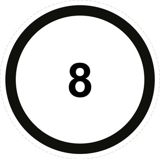 Autocollant de vitesse pour pneus "8 avec bordure noir" F-CAR1500-8