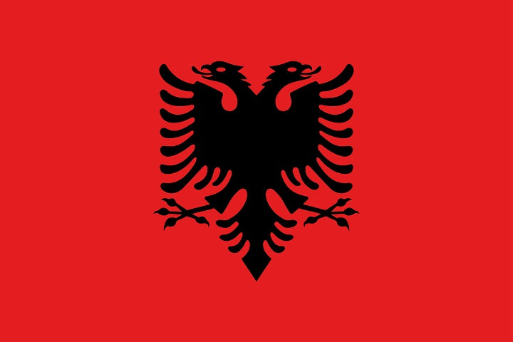 Autocollant drapeau de l'Albanie 5-60cm Résistant aux intempéries F-FL-ALB