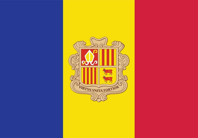 Autocollant drapeau d'Andorre 5-60cm Résistant aux intempéries F-FL-AND