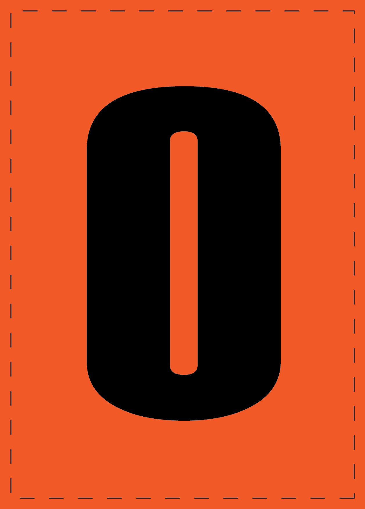 Lettre 0 autocollants de lettres et de chiffres, police noire sur fond orange ES-NPVC-0-8