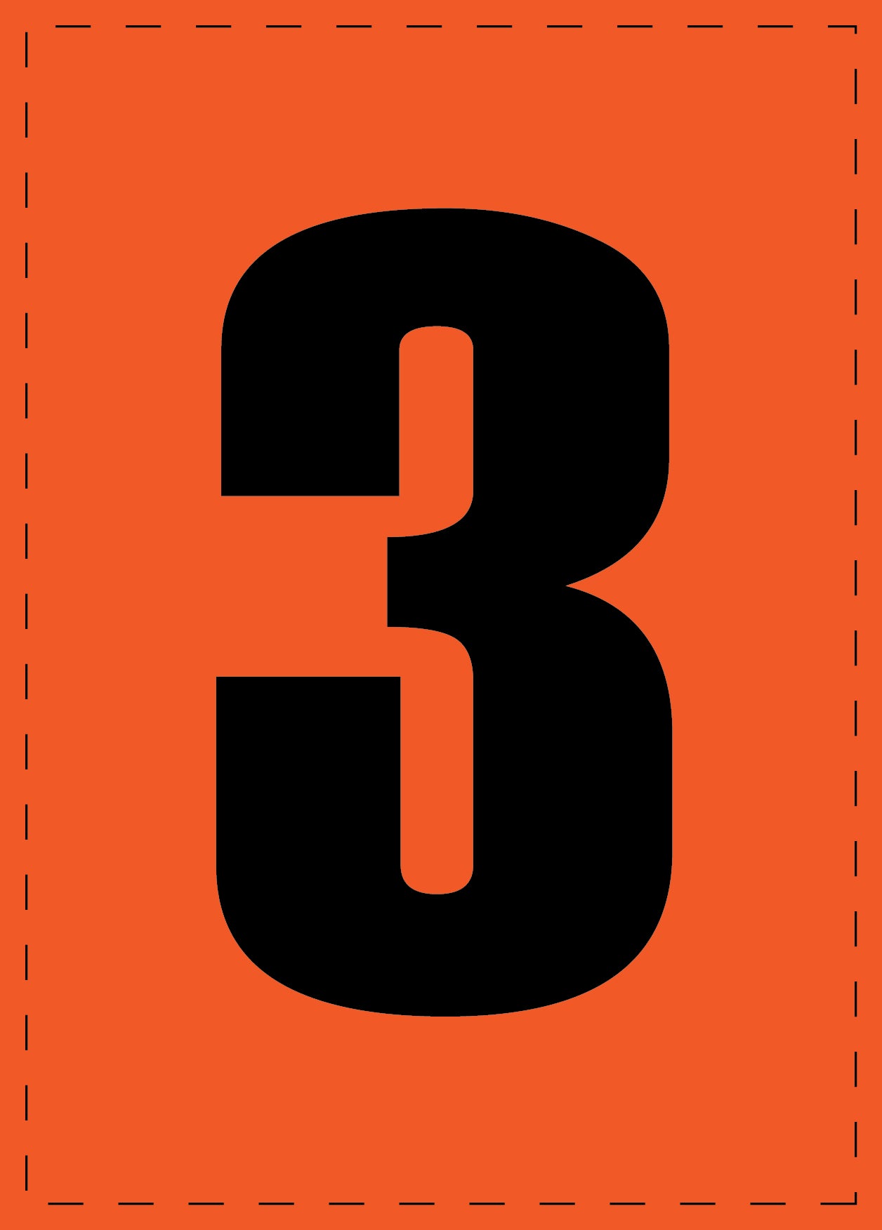 Lettre 3 autocollants de lettres et de chiffres, police noire sur fond orange ES-NPVC-3-8