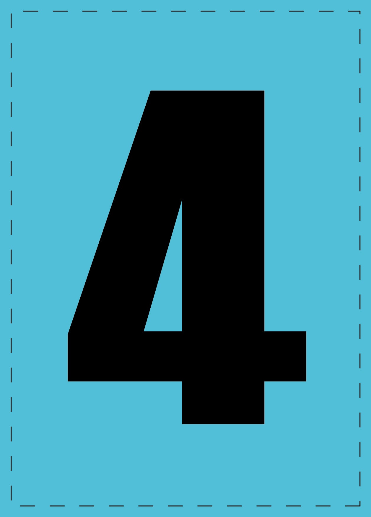 Lettre 4 autocollants de lettres et de chiffres, police noire sur fond bleu ES-NPVC-4-50