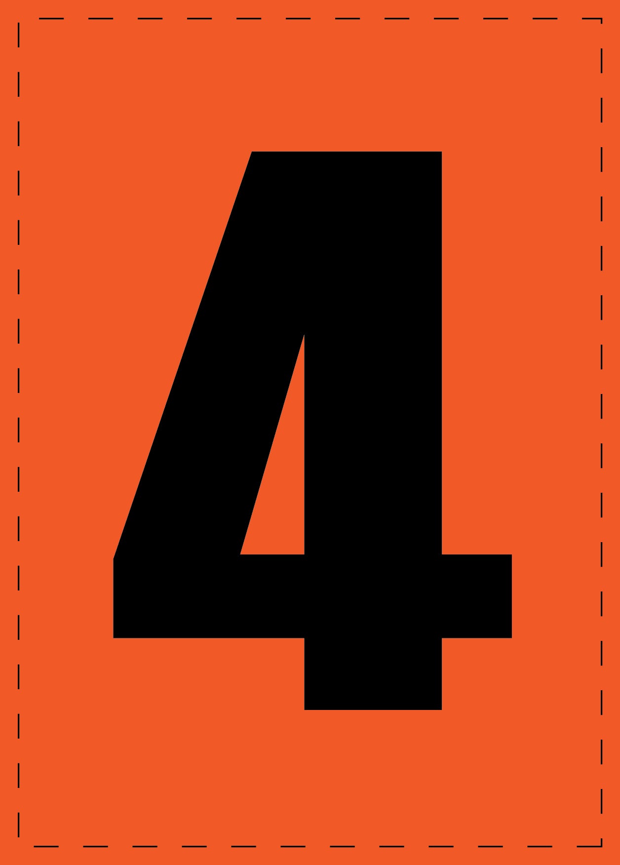 Lettre 4 autocollants de lettres et de chiffres, police noire sur fond orange ES-NPVC-4-8