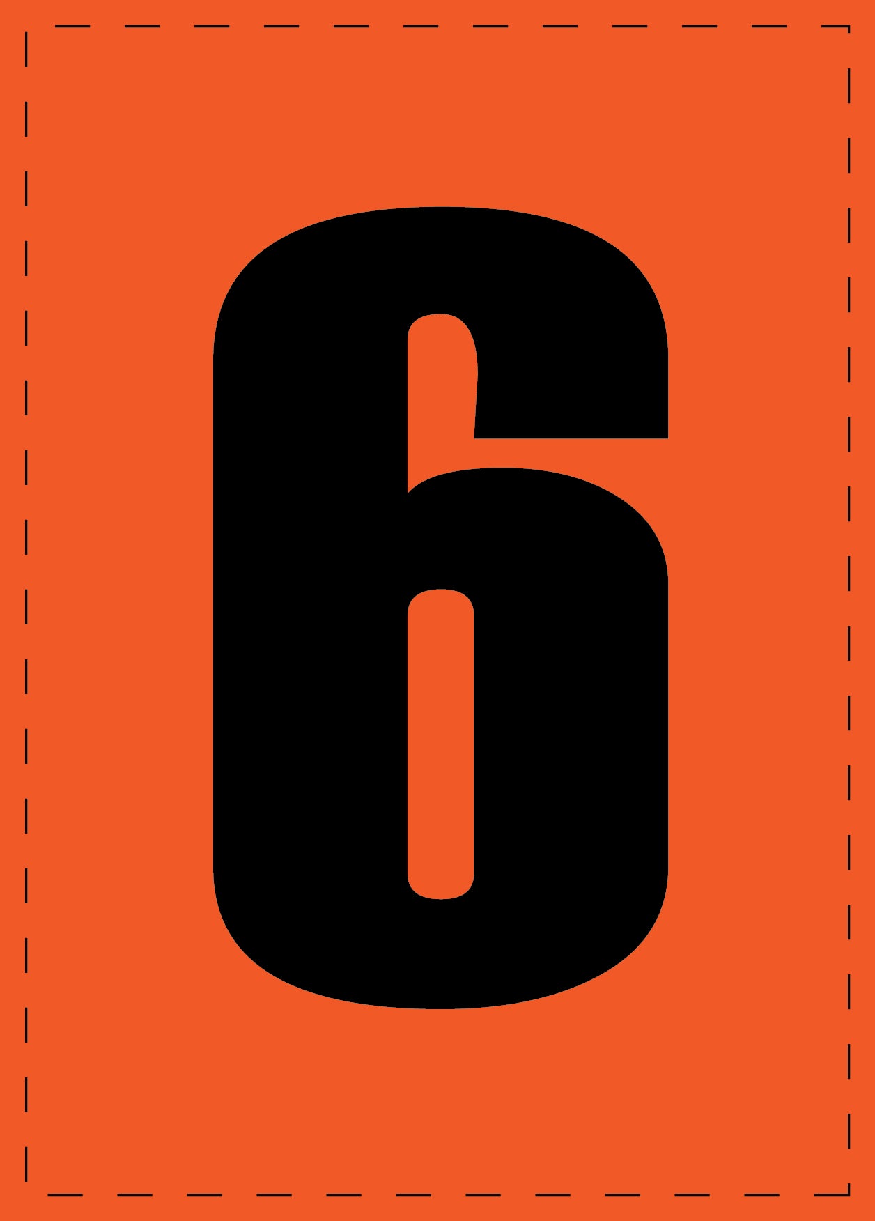 Lettre 6 autocollants de lettres et de chiffres, police noire sur fond orange ES-NPVC-6-8