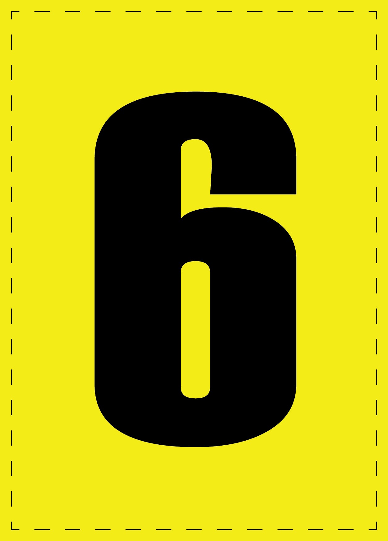 Lettre 6 autocollants de lettres et de chiffres, police noire sur fond jaune ES-NPVC-6-3