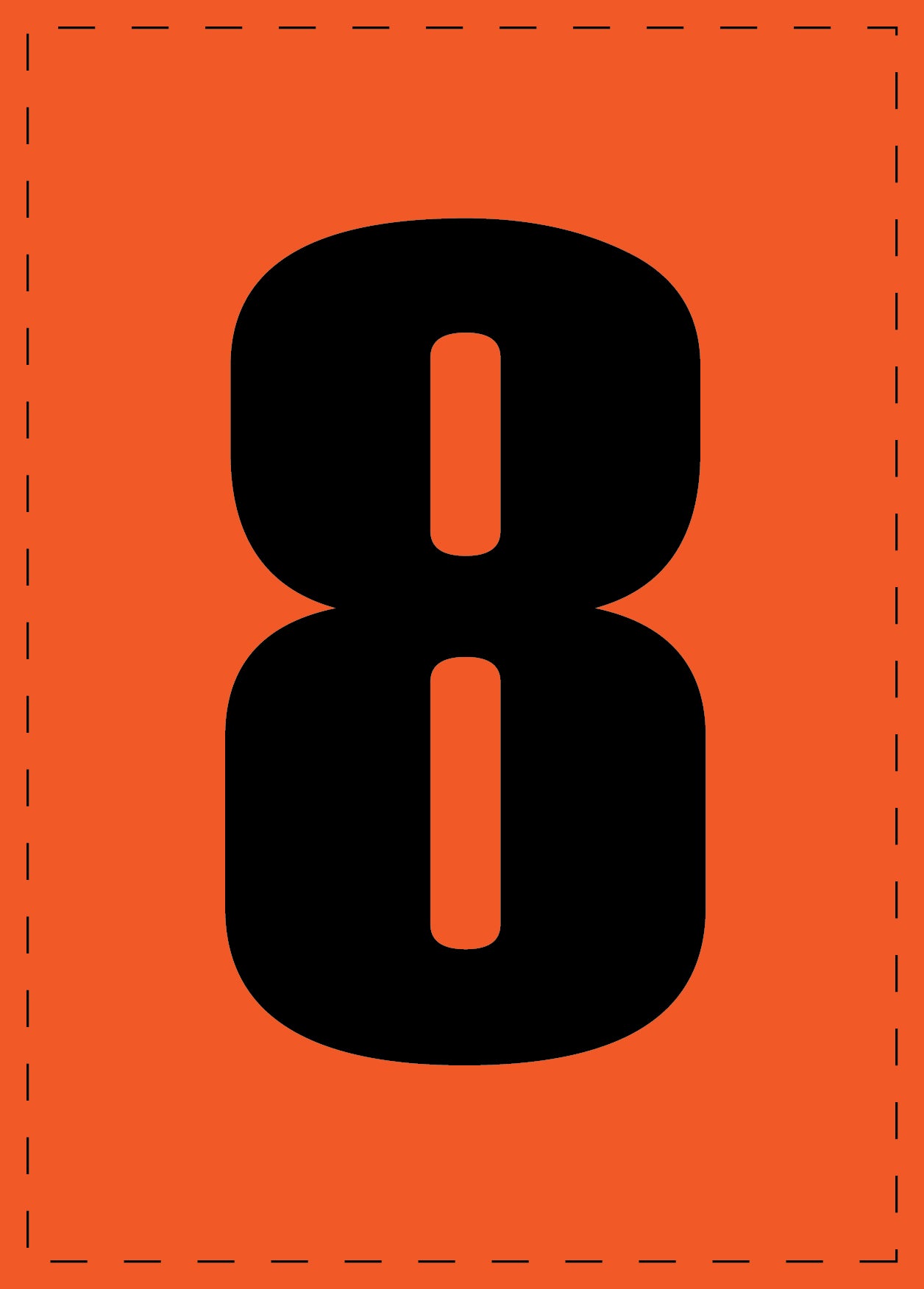 Lettre 8 autocollants de lettres et de chiffres, police noire sur fond orange ES-NPVC-8-8