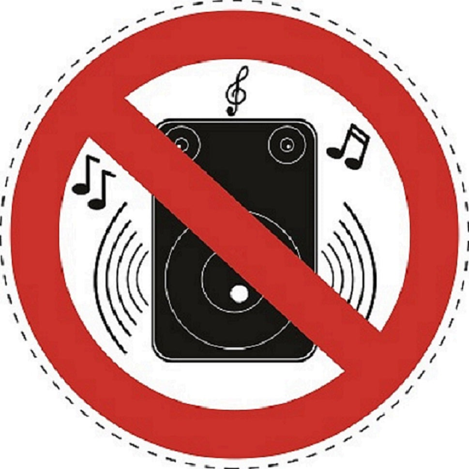 Autocollant d'interdiction "Pas de musique forte" en plastique PVC, ES-SI20000