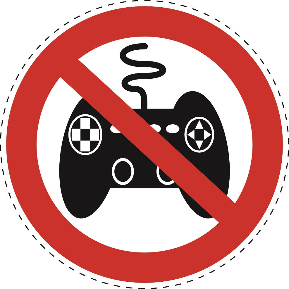Autocollant d'interdiction "Aucun jeu vidéo" en plastique PVC, ES-SI20900