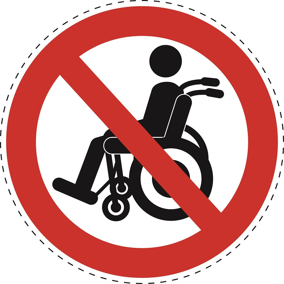 Autocollant d'interdiction "Personnes handicapées non autorisées" en plastique PVC, ES-SI27700