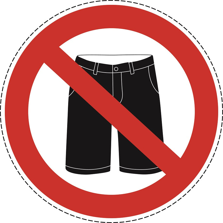 Autocollant d'interdiction "Pas de shorts autorisés" en plastique PVC, ES-SI28300