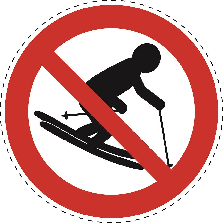 Autocollant d'interdiction "Pas de ski autorisé" en plastique PVC, ES-SI30000