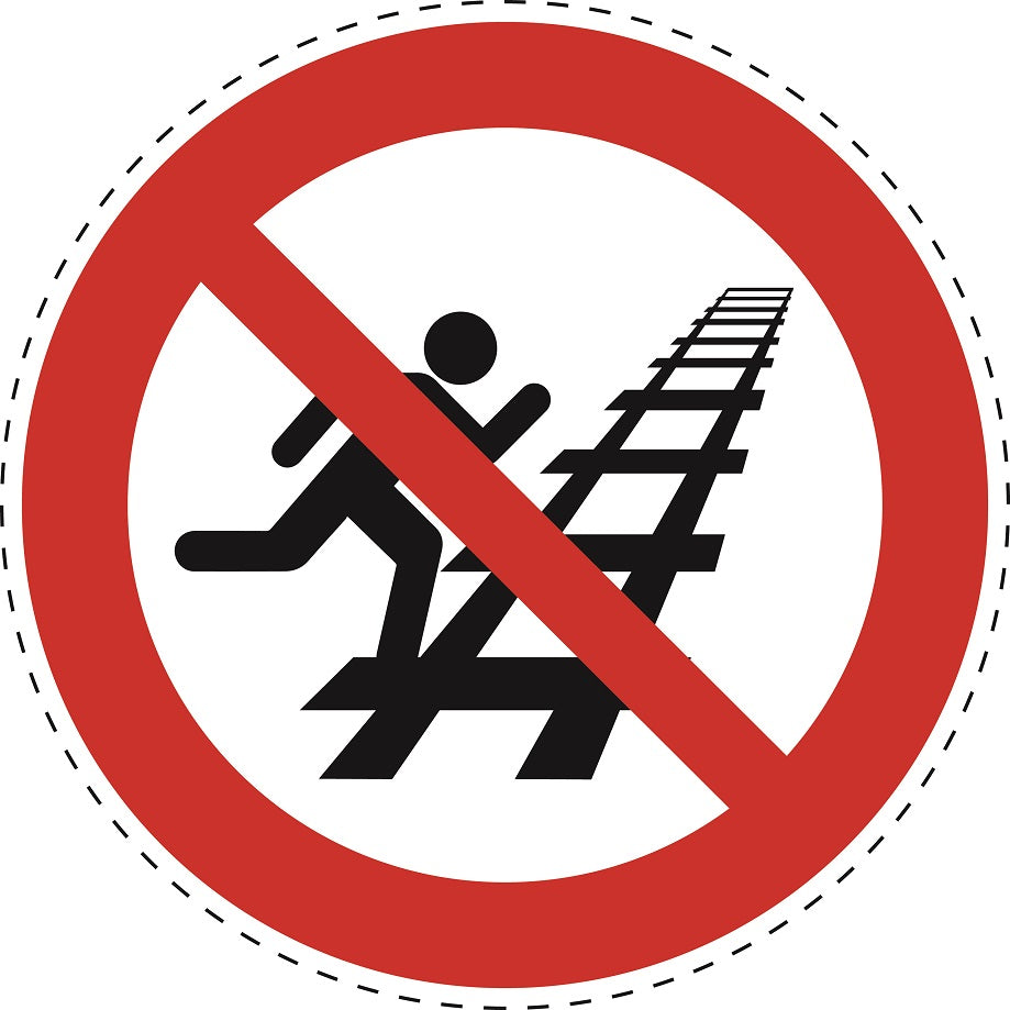 Autocollant d'interdiction "Ne pas croiser les rails" en plastique PVC, ES-SI30100