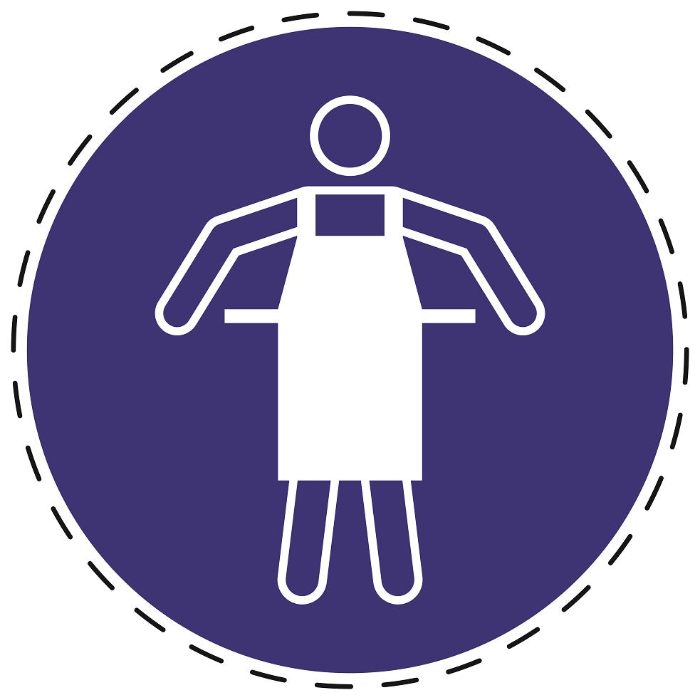 Autocollants obligatoires "Utilisez un tablier de protection" en plastique PVC, ES-SIM045