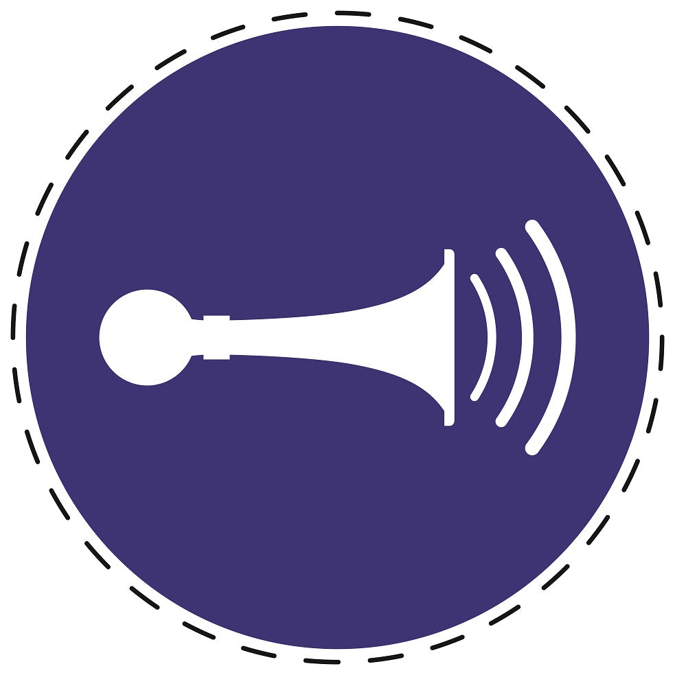 Autocollants obligatoires "Émettez un signal acoustique; klaxonner" en plastique PVC, ES-SIM048