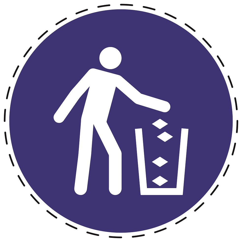 Autocollants obligatoires "Utilisez un conteneur à déchets" en plastique PVC, ES-SIM049