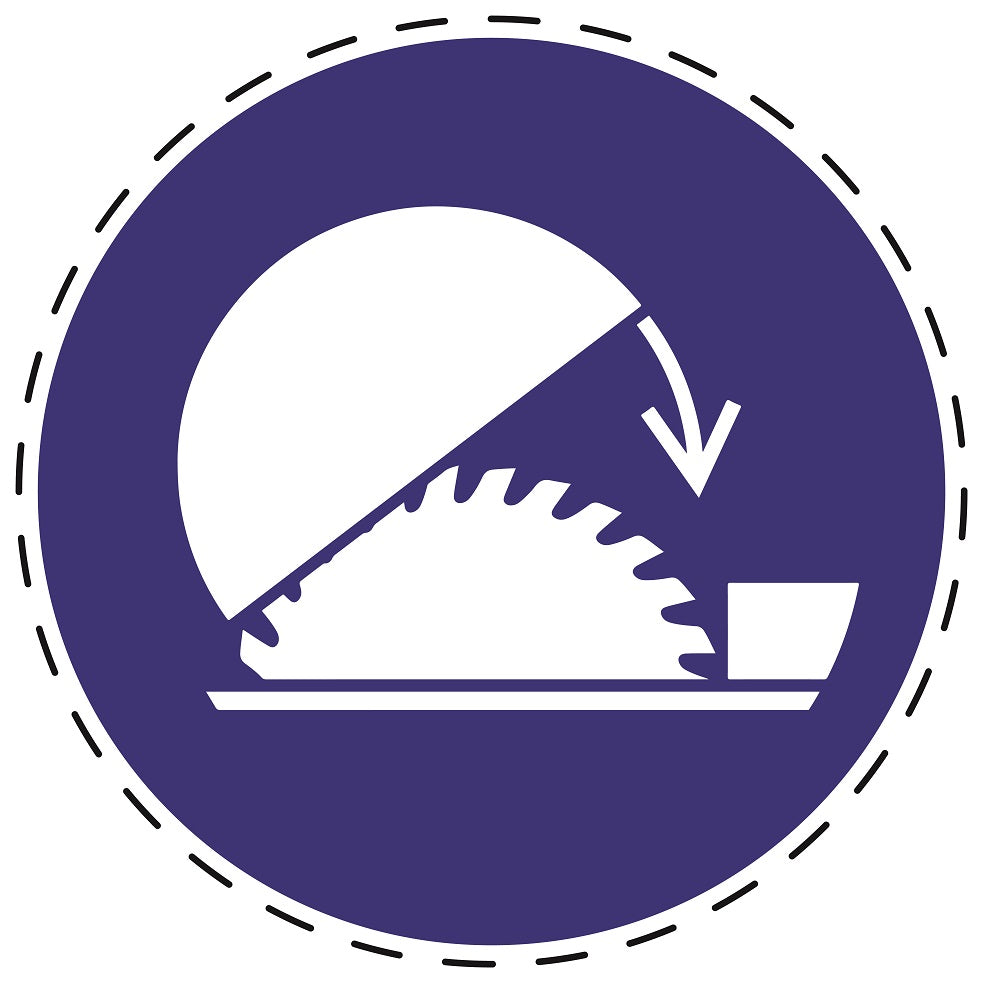 Autocollants obligatoires "Utilisez un protège-lame de scie circulaire" en plastique PVC, ES-SIM050