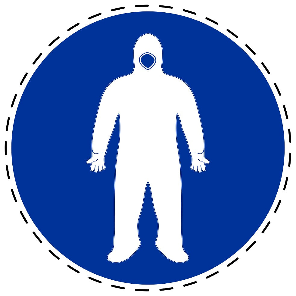 Autocollants obligatoires " Portez une combinaison de protection intégrale" en plastique PVC, ES-SIM1340