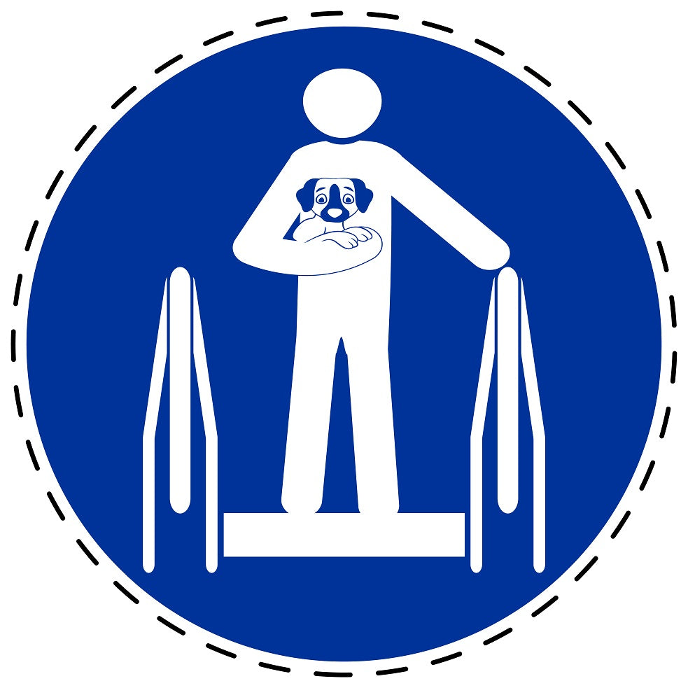 Autocollants obligatoires "Honden moeten gedragen worden: Les chiens doivent être portés" en plastique PVC, ES-SIM1640