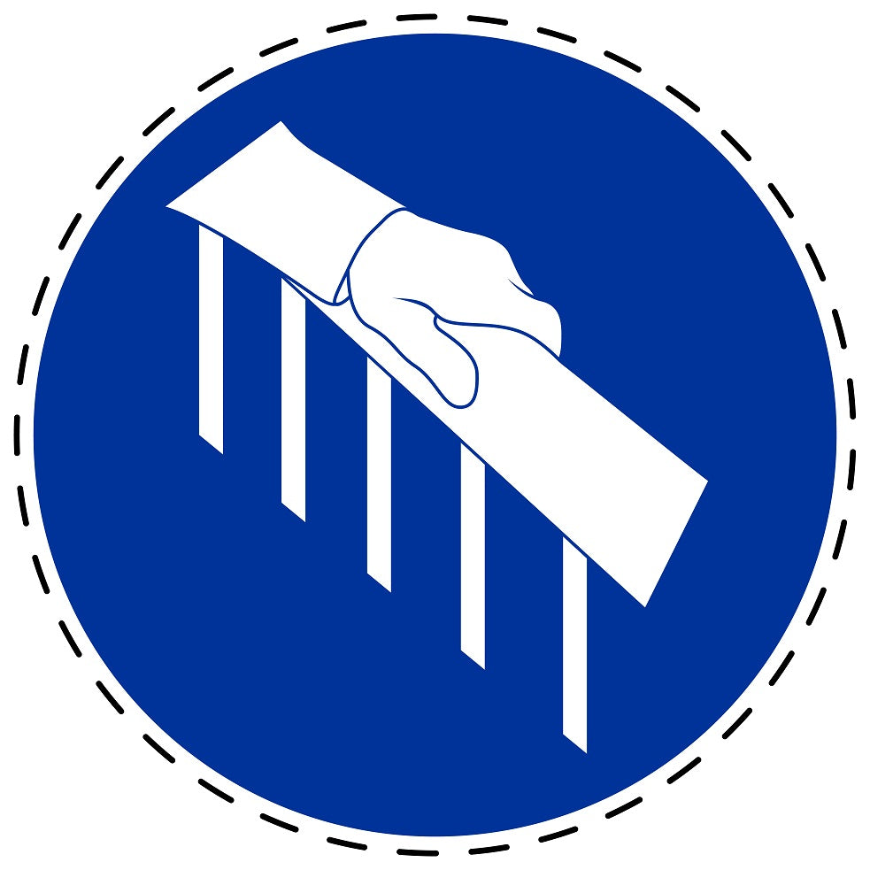 Autocollants obligatoires "Gebruik een leuning: Utilisez une rampe" en plastique PVC, ES-SIM1710