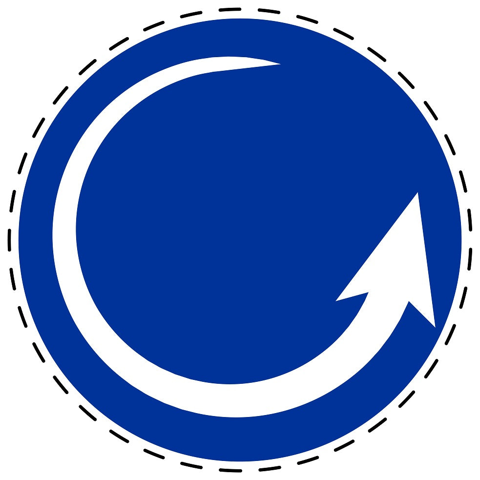 Autocollants obligatoires "Draairichting tegen de klok in: Sens de rotation antihoraire" en plastique PVC, ES-SIM1740