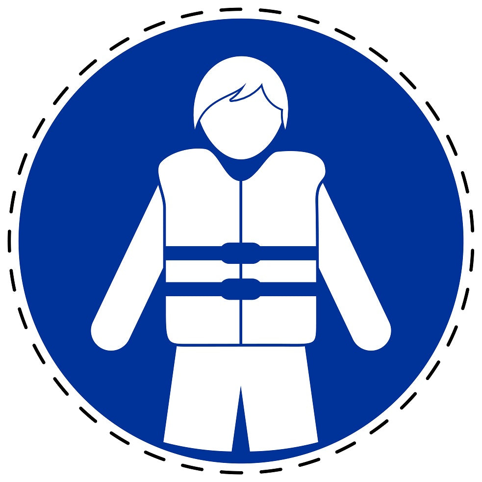 Autocollants obligatoires "Utilisez un gilet de sauvetage" en plastique PVC, ES-SIM1950