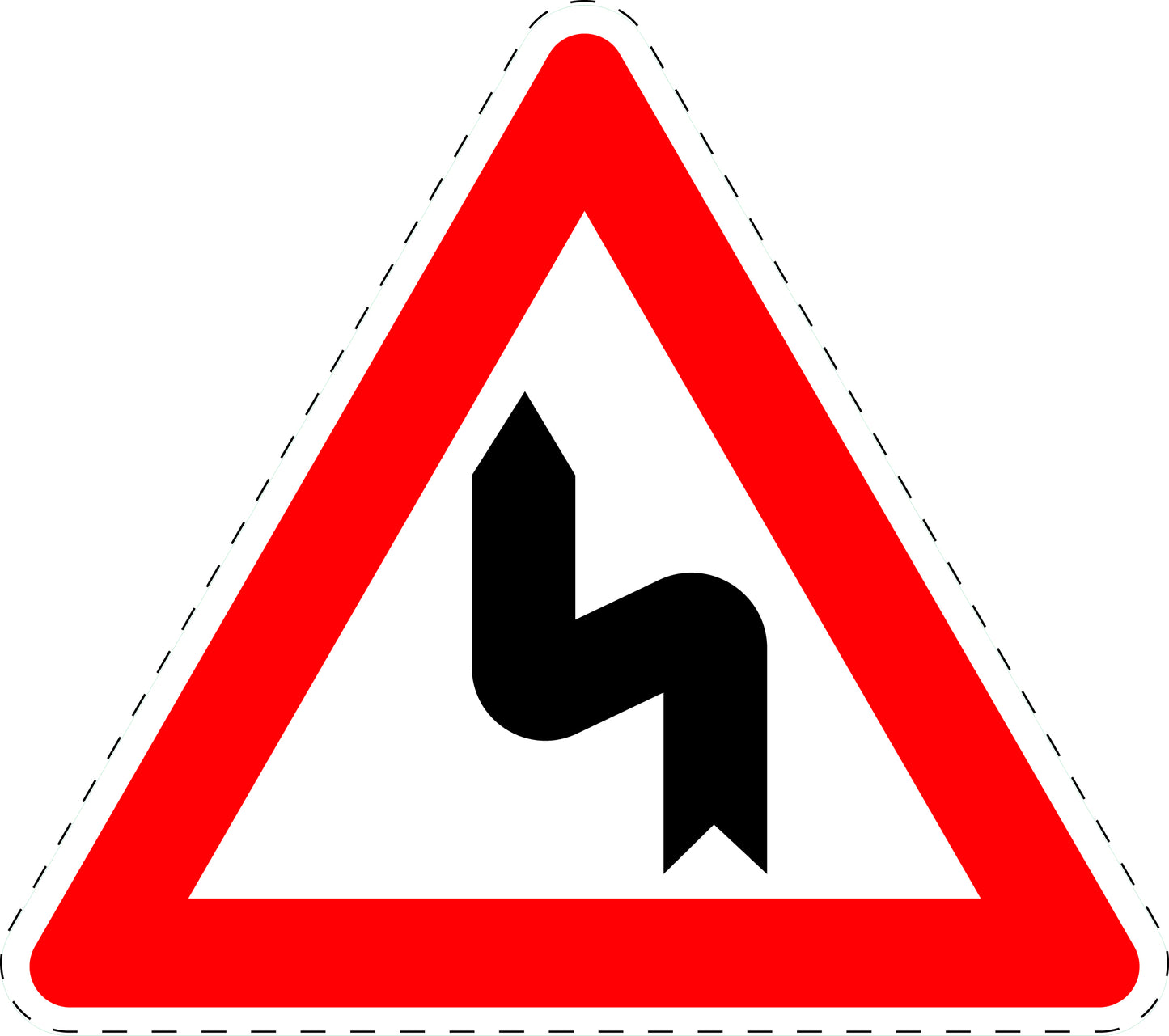 1 pièce panneau de signalisation "Double virage (d'abord à gauche)" 2-15 cm F-Verk-105-10