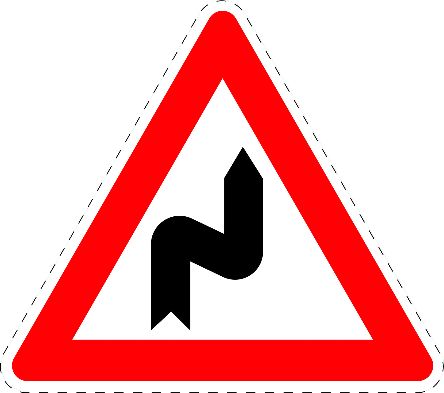 1 pièce panneau de signalisation "Double virage (d'abord à droite)" 2-15 cm F-Verk-105-20