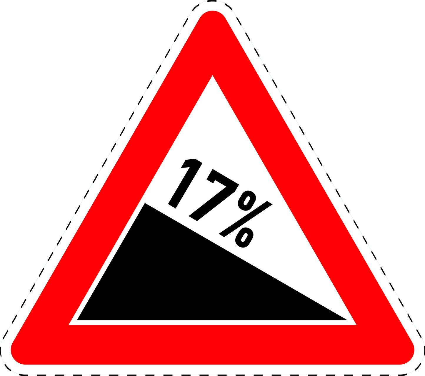 1 pièce panneau de signalisation "Descente 17 %" 2-15 cm F-Verk-108-63