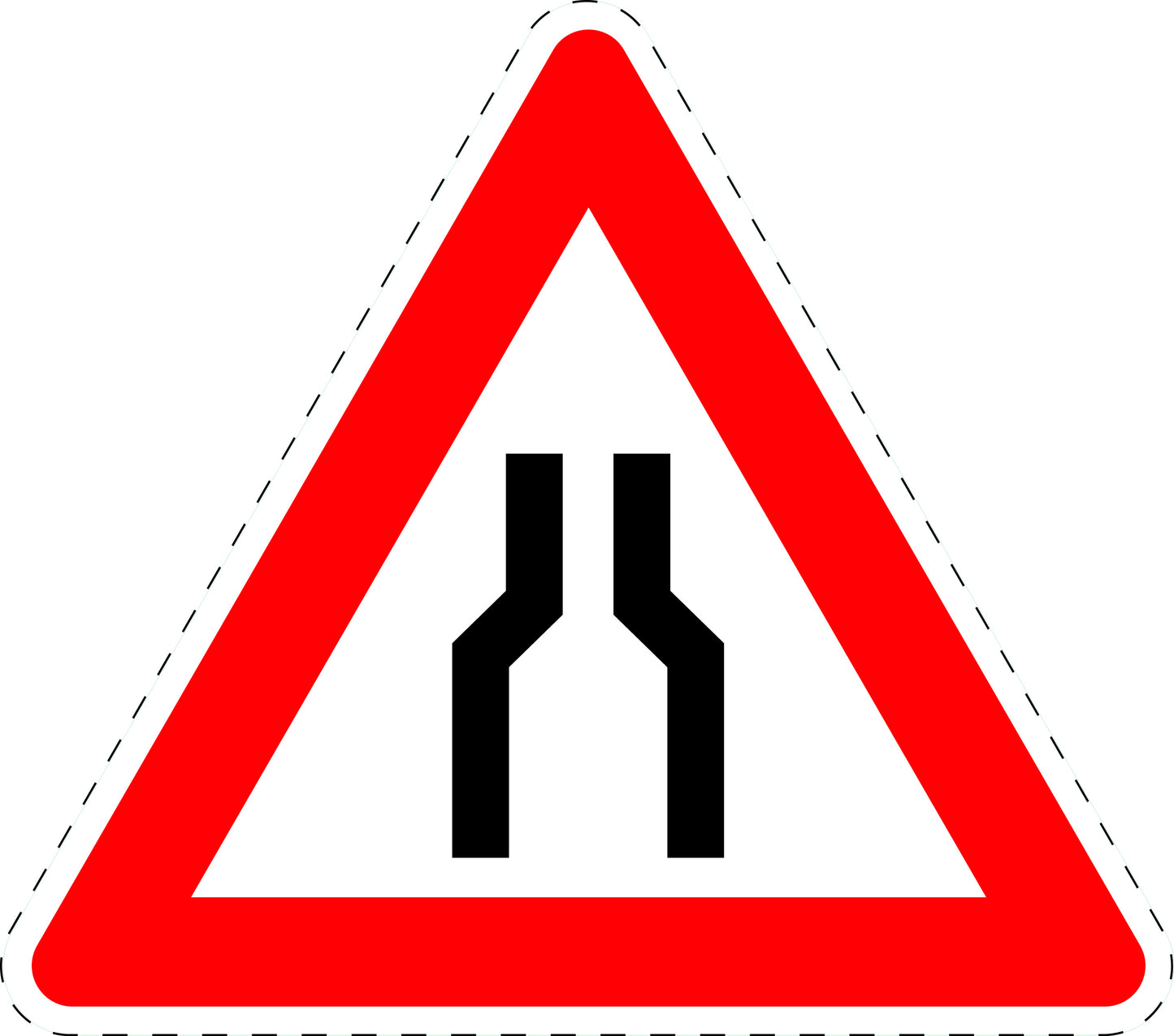 1 pièce panneau de signalisation "Route rétrécit" 2-15 cm F-Verk-120