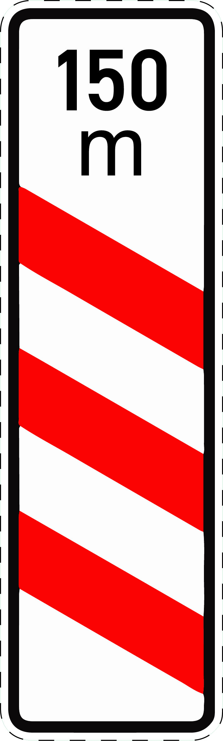 1 pièce panneau de signalisation "Panneau d’avertissement à trois bandes avec indication de distance (installation gauche)" 2–15 cm F-Verk-157-21
