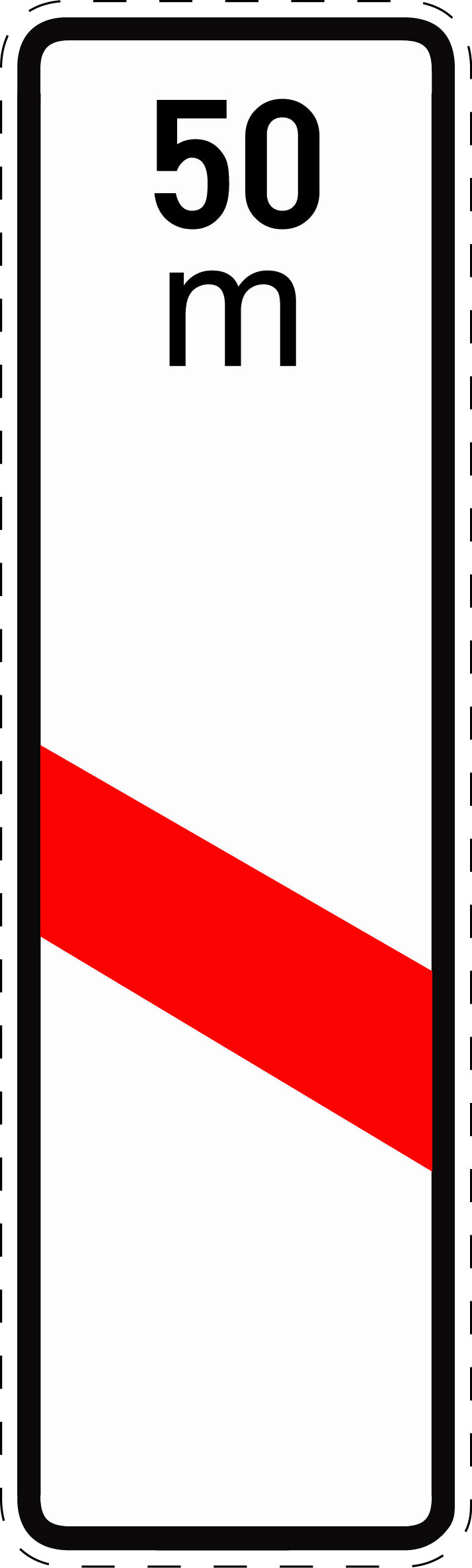 1 pièce panneau de signalisation "Panneau d’avertissement à une bande avec indication de distance (installation gauche)" 20–70 cm F-Verk-162-21