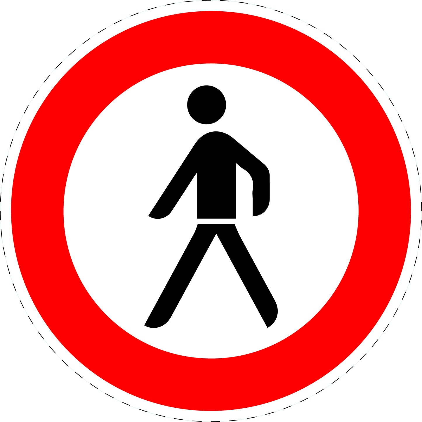 1 pièce panneau de signalisation "Interdiction aux piétons" 2-15 cm - F-Verk-259