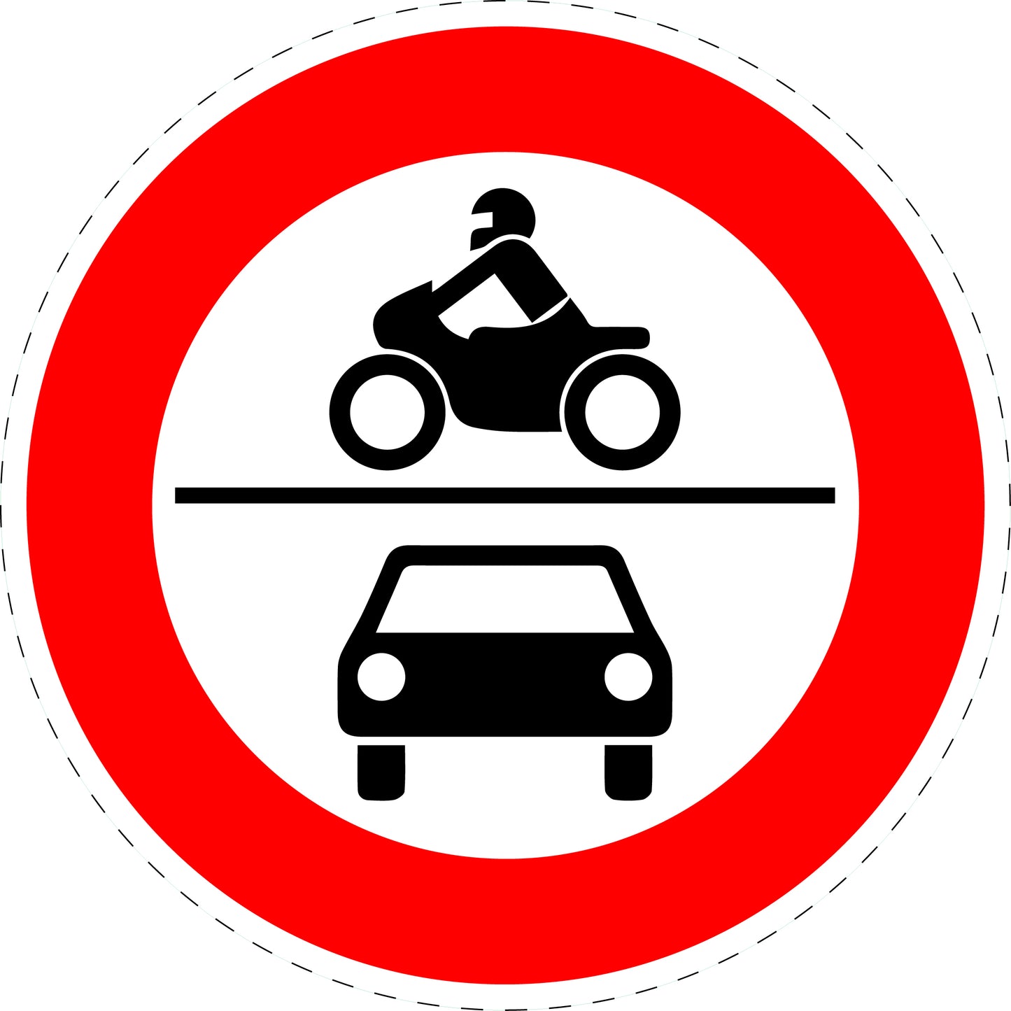 1 pièce panneau de signalisation "Interdiction aux véhicules motorisés" 20-70 cm - F-Verk-260