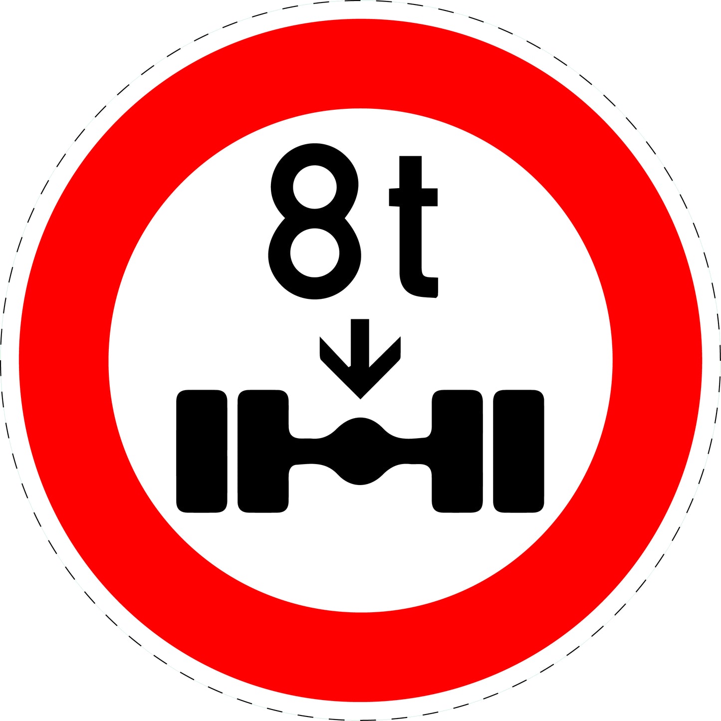 1 pièce panneau de signalisation "Charge par essieu maximale" 20-70 cm - F-Verk-263