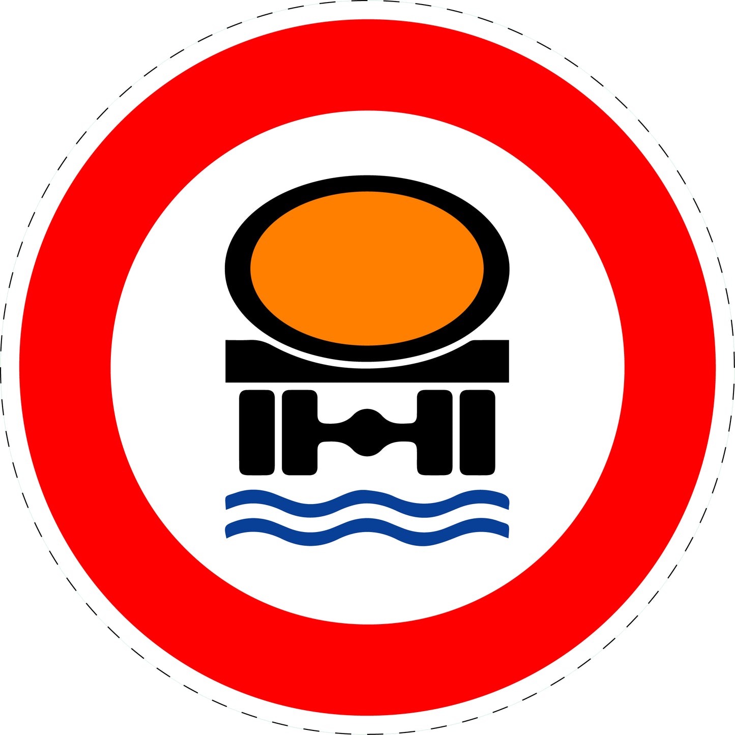 1 pièce panneau de signalisation "Interdiction aux véhicules transportant des liquides polluants" 2-15 cm - F-Verk-269
