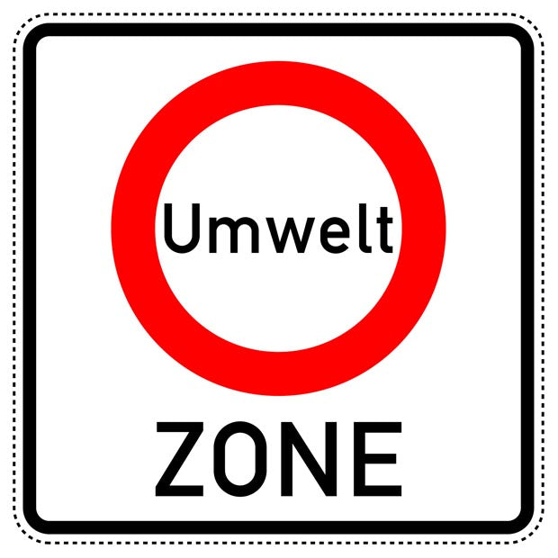 1 pièce panneau de signalisation "Début de zone à faibles émissions (pour réduire la pollution atmosphérique nocive)" - 20-70 cm - F-Verk-270.1