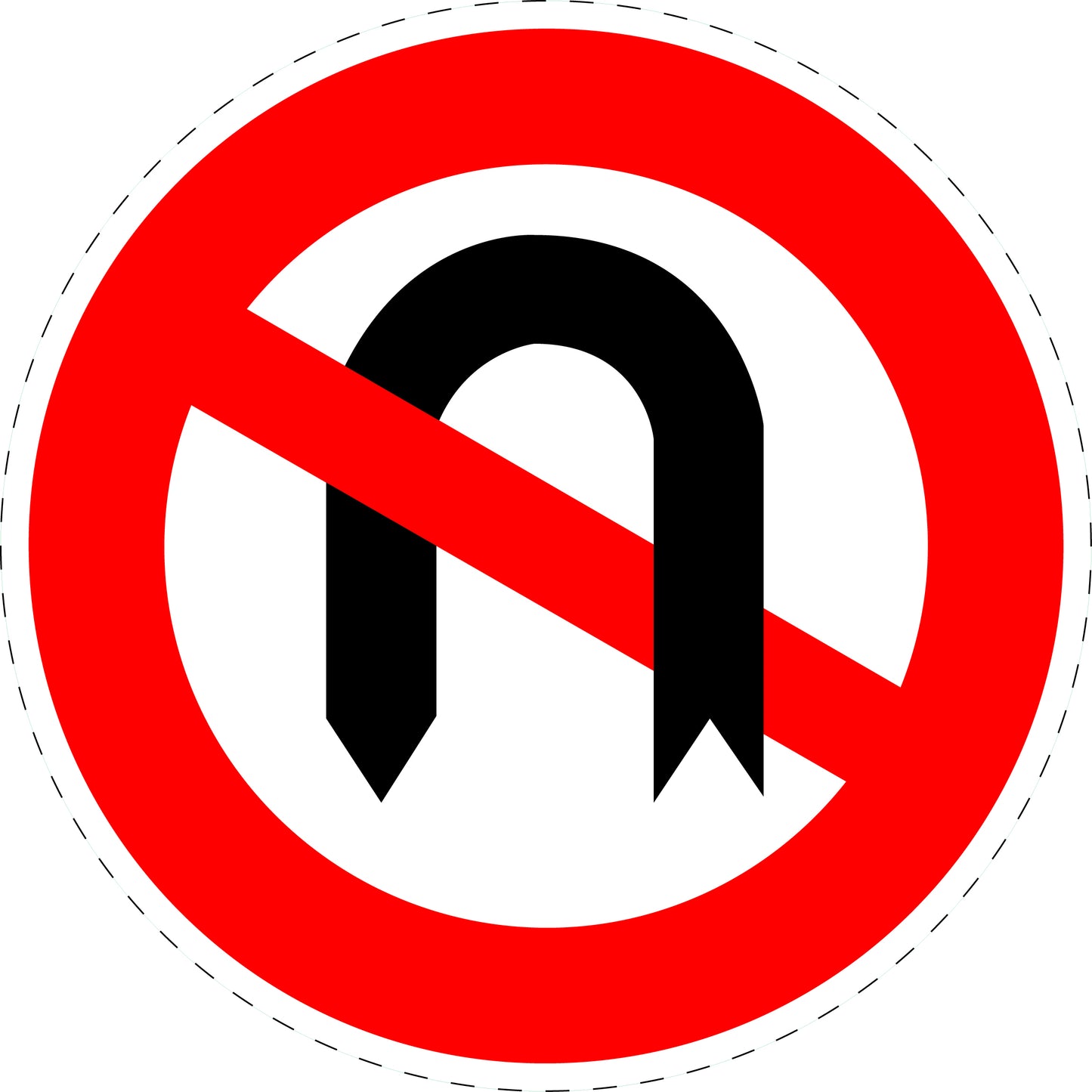 1 pièce panneau de signalisation "Interdiction de faire demi-tour" - 2-15 cm - F-Verk-272
