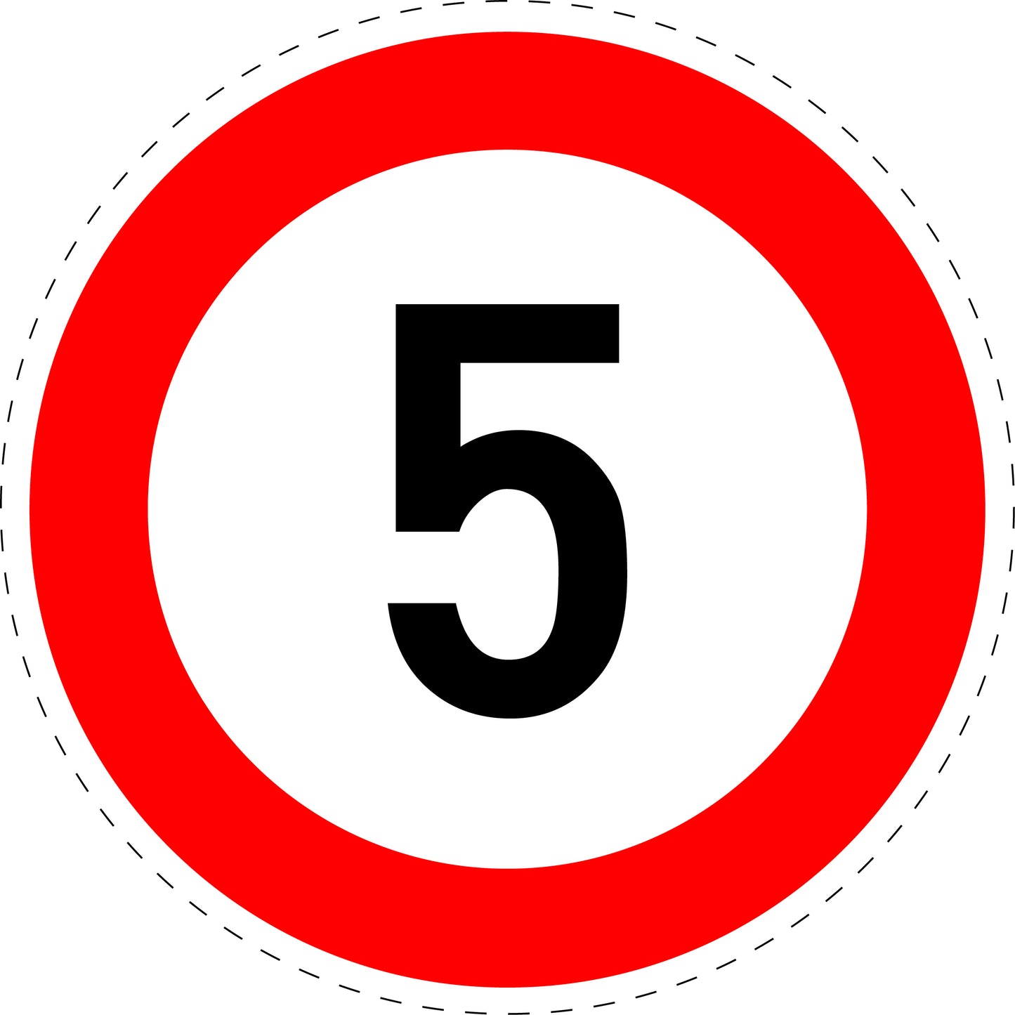 1 Pièce panneau de signalisation "Vitesse maximale 5 km/h" – 20-70 cm – F-Verk-274-50