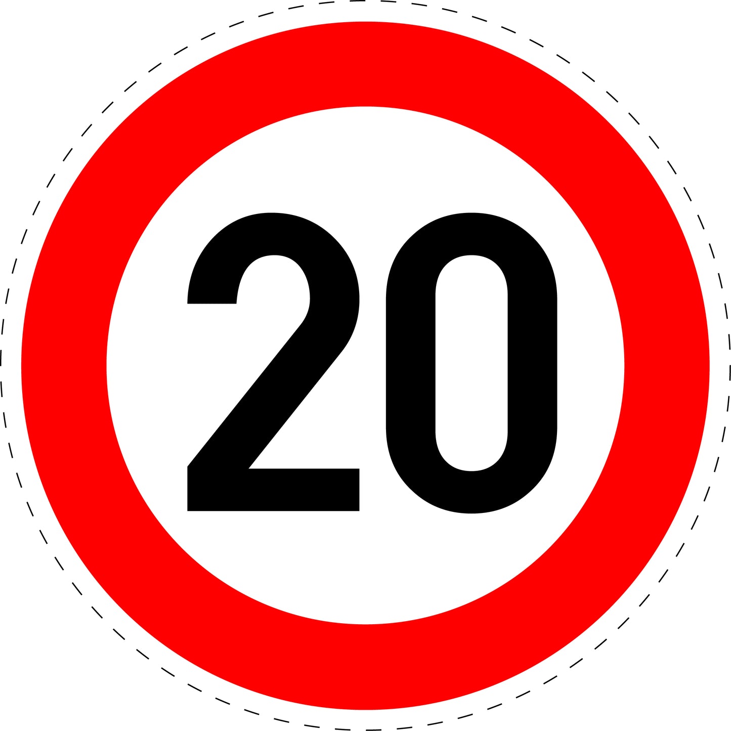 1 pièce panneau de signalisation "Limite de vitesse maximale 20 km/h" – 2-15 cm – F-Verk-274-52