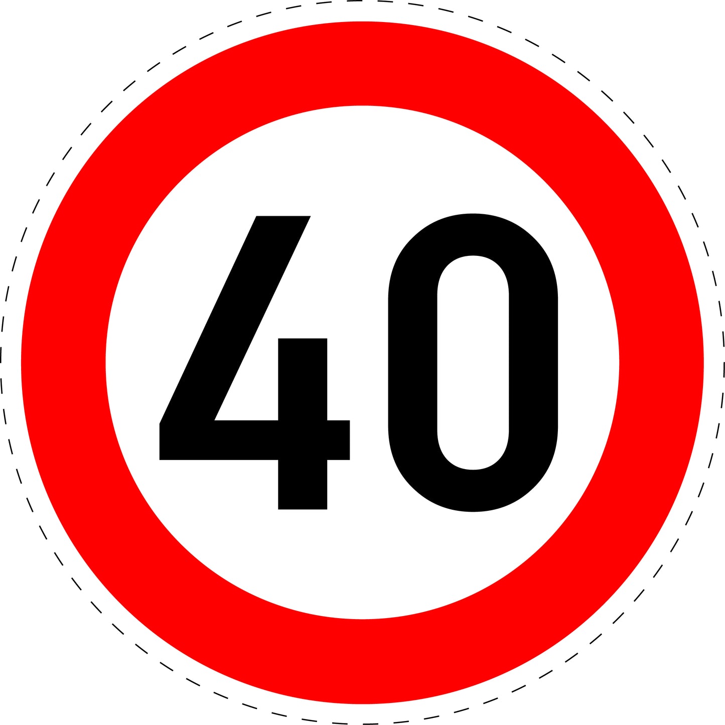 1 pièce panneau de signalisation "Limite de vitesse maximale 40 km/h" – 20-70 cm – F-Verk-274-54