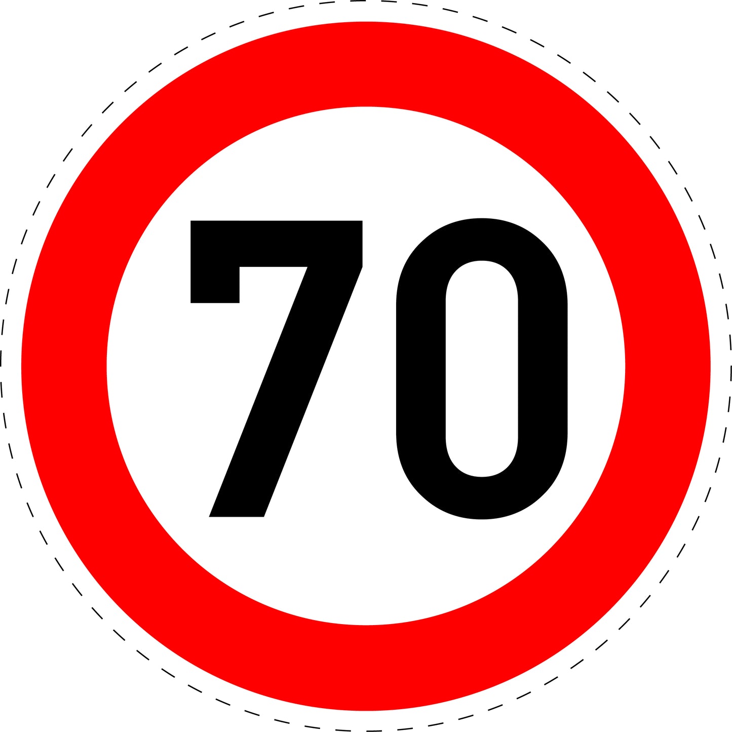 1 pièce panneau de signalisation "Limite de vitesse maximale 70 km/h" – 20-70 cm – F-Verk-274-57