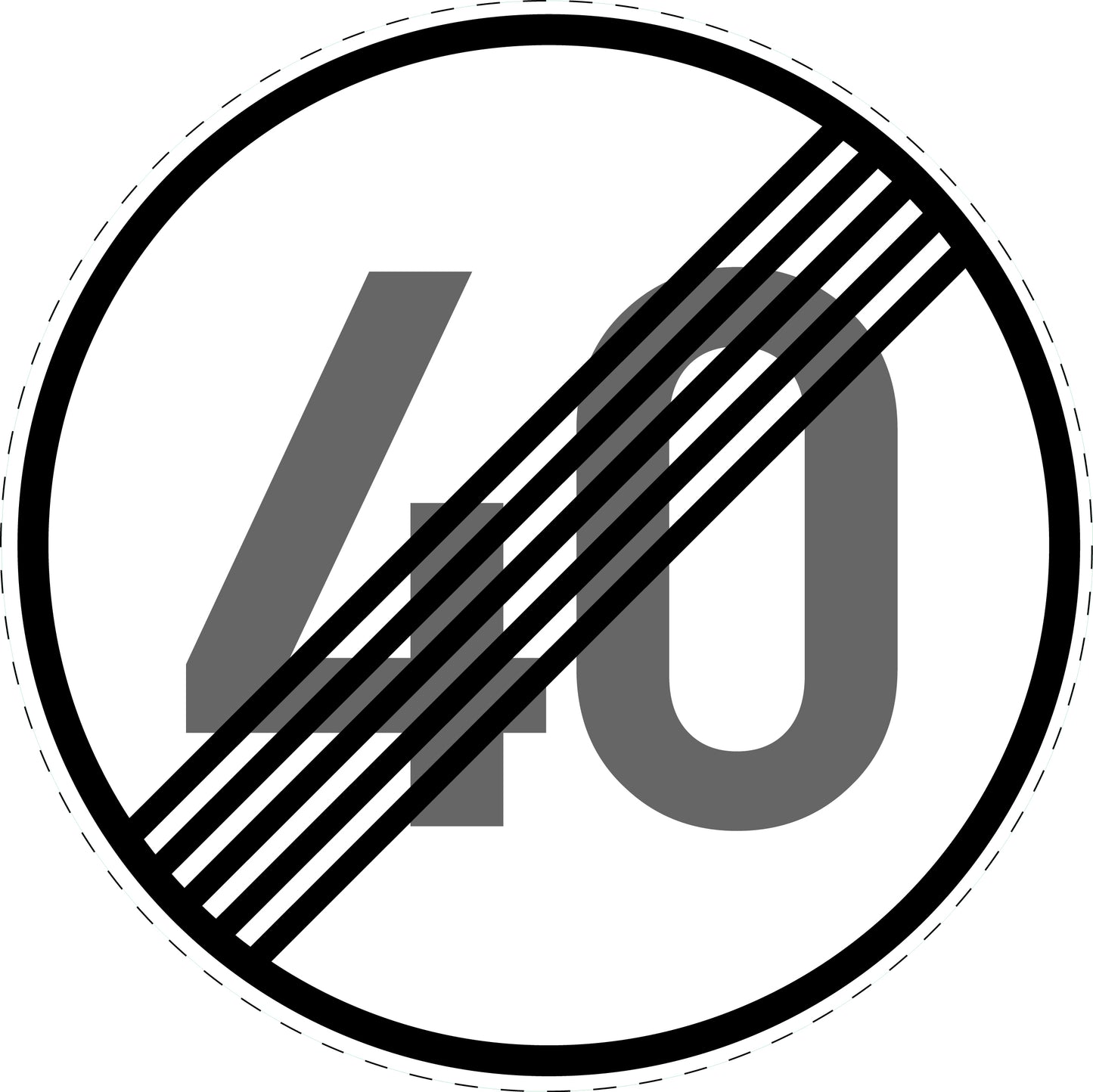 1 pièce panneau de signalisation "Fin de la limitation de vitesse 40 km/h" – 20-70 cm – -F-Verk-278-54