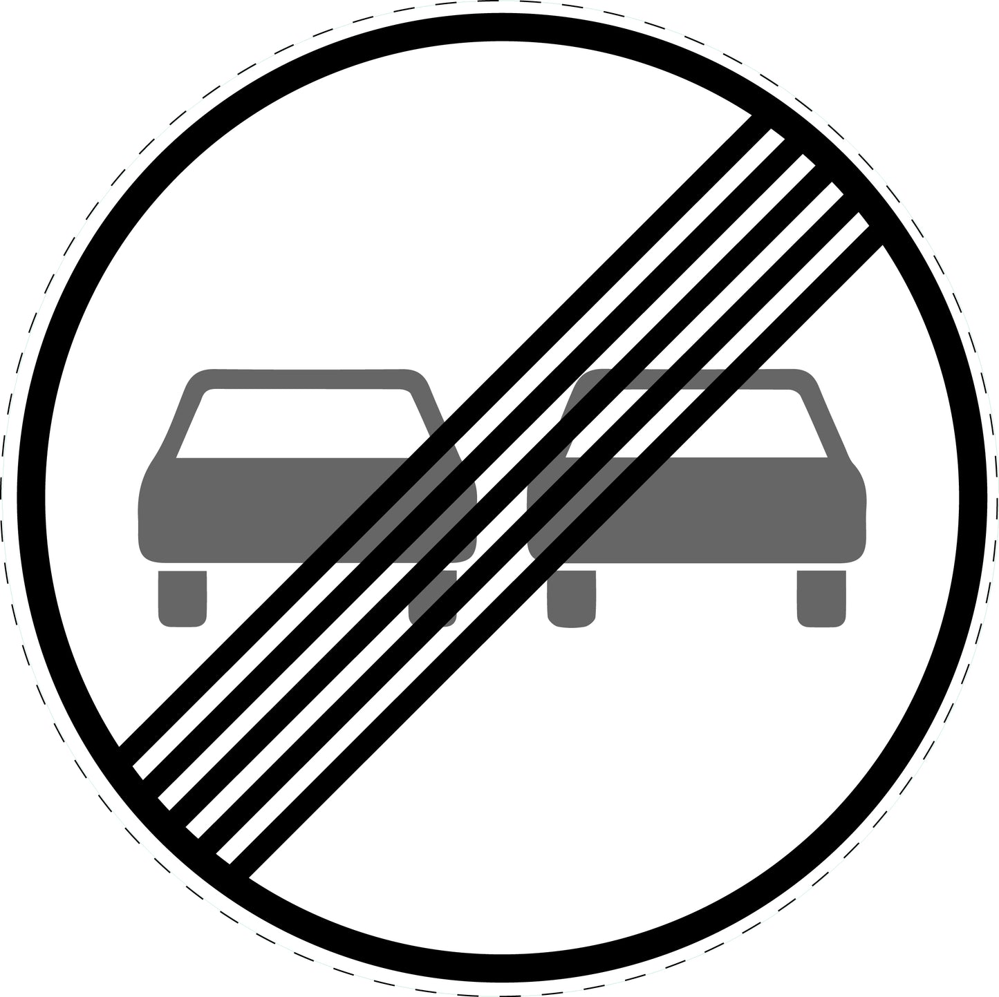 1 pièce panneau de signalisation "Fin de la zone d'interdiction de dépassement pour tous les véhicules motorisés" – 2-15 cm – -F-Verk-280