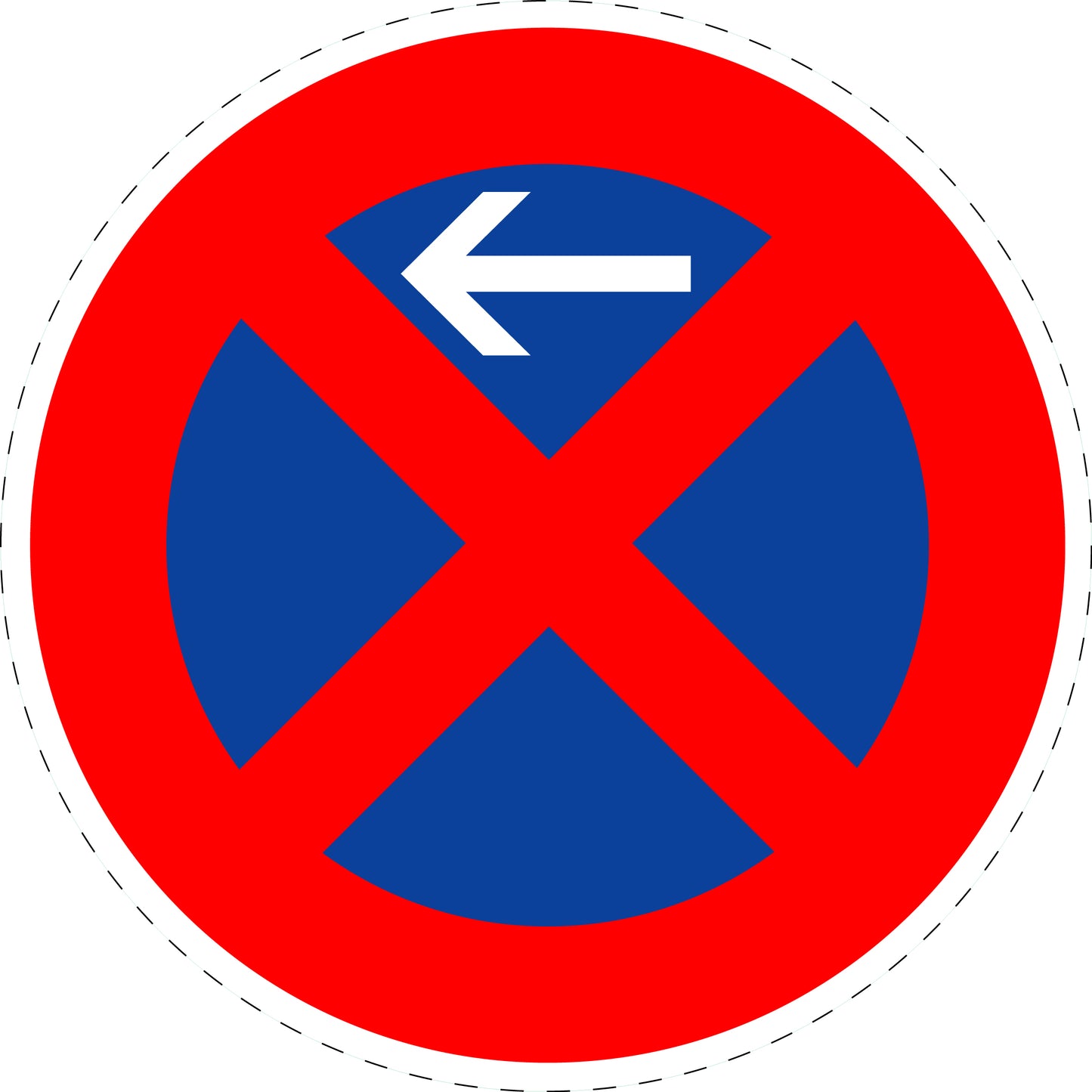 1 pièce panneau de signalisation "Début de l'interdiction de s'arrêter (côté gauche)" – 2-15 cm – -F-Verk-283-10