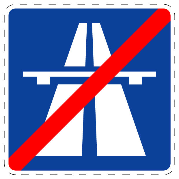 1 pièce de panneau de signalisation "Fin d'autoroute" 2–15 cm F-Verk-334