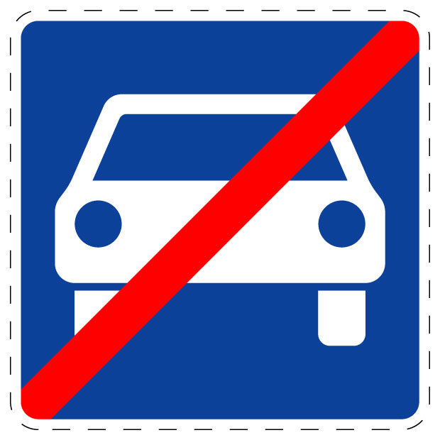 1 pièce de panneau de signalisation "Fin de voie réservée aux véhicules motorisés" 2–15 cm F-Verk-336